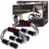 1 - MuscleXP S Type Push Up Bars,  Black & Red  Free Size 
