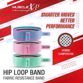 3 - MuscleXP Hip Loop Fabric Resistance Band,  Assorted (Set of 3)  Low, Medium, Heavy 