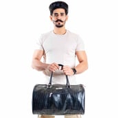 2 - Man Arden PVC Leather Travel Duffle Bag,  Black 