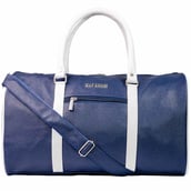 1 - Man Arden PVC Leather Travel Duffle Bag,  Blue & White 