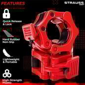 2 - Strauss Barbell Lock Collars,  Red 