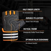 10 - MuscleXP Coral-Fit Sports Gym Gloves, Black & Orange Free Size