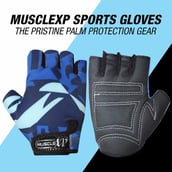4 - MuscleXP Stout Fitness Sports Gym Gloves,  Blue & Black  Free Size 