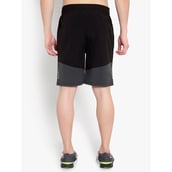 4 - John Ally Dry-Fit Gym Workout Shorts with Zipper Pockets & Color Block Detailing,  Large  Jet Black 