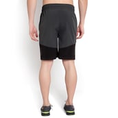 4 - John Ally Dry-Fit Gym Workout Shorts with Zipper Pockets & Color Block Detailing,  Medium  Gunmetal Grey 