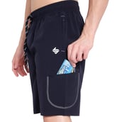 4 - John Ally Dry-Fit Gym Workout Shorts with Zipper Pockets & Flap Pockets, Small Midnight Blue