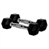 KOBO Grippy Hex Rubber Dumbbell (Hex-1), Black 1 kg
