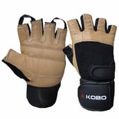 KOBO Gym Gloves (WTG-02),  Brown & Black  Small 