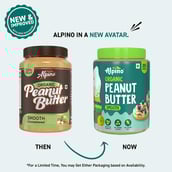 5 - Alpino Organic Natural Peanut Butter (Unsweetened) Pack of 2,  0.400 kg  Smooth 