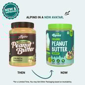 4 - Alpino Organic Natural Peanut Butter (Unsweetened),  1 kg  Crunch 