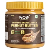 Wow Life Science Unsweetened Peanut Butter, 500 g Crunchy