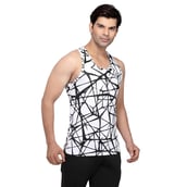 Omtex Sublimated Gym Tank,  Criss Cross White  XL 