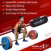 5 - MuscleXP Leather Weight Lifting Gym Belt,  Black  XL 