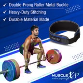 6 - MuscleXP Weight Lifting Gym Belt,  Blue  Medium 