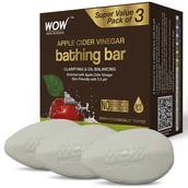 3 - WOW Skin Science Apple Cider Vinegar Bathing Bar,  75 g  Clarifying & Oil Balancing (Pack of 3) 