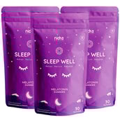 1 - Nidra Nutrition Sleep Well Melatonin 3mg,  30 gummies  Strawberry (Pack of 3) 