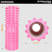 3 - Strauss Grid Yoga Massage Foam Roller, Pink 33cm