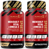 1 - MuscleXP Men Daily Vital + Omega 3 Sports Multivitamin,  60 tablet(s)  Unflavoured (Pack of 2) 