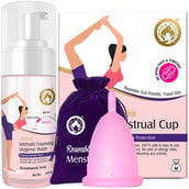 1 - Mom & World Natural Intimate Foaming Feminine Hygiene Wash, 120 ml + Reusable Menstrual Cup (Medium)