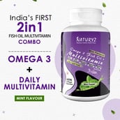 7 - Naturyz Omega 3 Fish Oil + Multivitamin Flavour Mint, 60 softgels