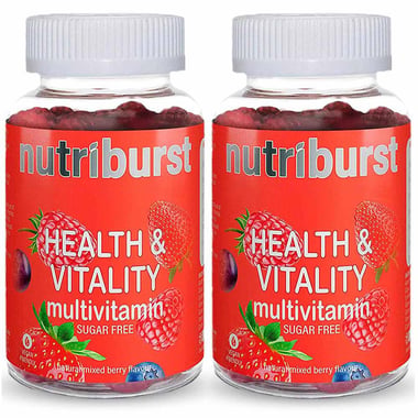 Nutriburst Health & Vitality Multivitamins,  60 gummies  Natural Mixed Berry Pack of 2 