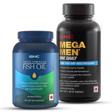 GNC Triple Strength Fish Oil & Mega Men One Daily Multivitamin Combo, 2 Piece(s)/Pack