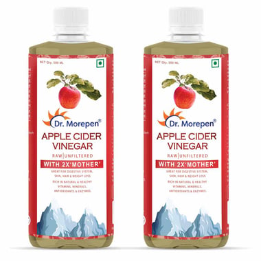 Dr. Morepen Apple Cider Vinegar With 2x Mother,  0.5 L  Unflavoured (Buy 1 Get 1) 