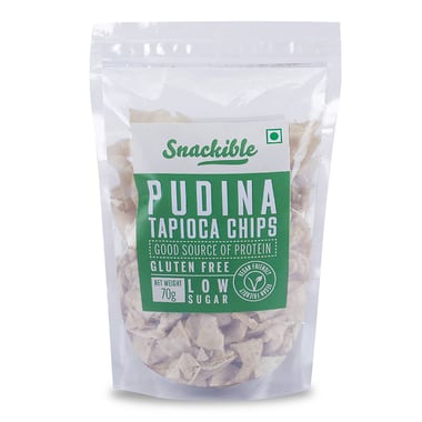 Snackible Pudina Tapioca Chips,  Unflavoured (Pack of 6)  70 g 