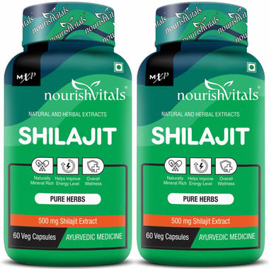 NourishVitals Shilajit - Pack of 2, 60 veggie capsule(s)