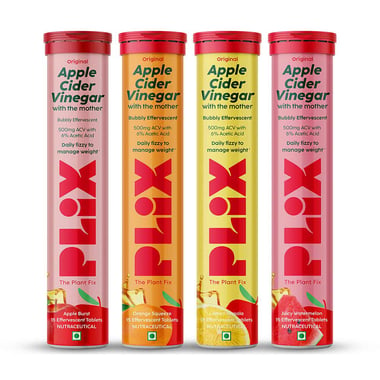 Plix Life Apple Cider Vinegar with Mother, 15 tablet(s) Assorted (Pack of 4)