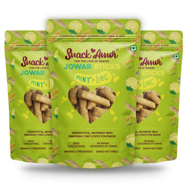 SnackAmor Jowar Sticks, Mint+Lime (Pack of 3) 50 g