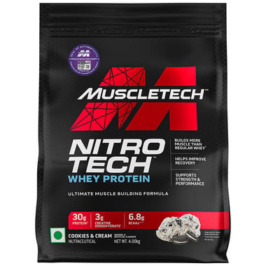 MuscleTech NitroTech Whey Protein, 8.8 lb Cookies & Cream