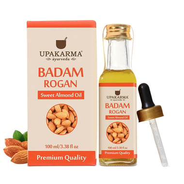 Upakarma Ayurveda Badam Rogan Oil (Sweet Almond Oil),  100 ml  for Hair, Skin and Body 