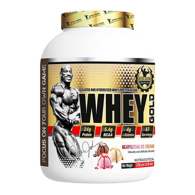 Dexter Jackson Isolate and Hydrolyzed Whey Protein blend Whey Gold, 5 lb Neapolitian Ice Cream