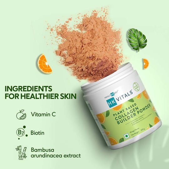 4 - HK Vitals Plant Based Collagen Builder Powder by HealthKart,  250 g  Orange