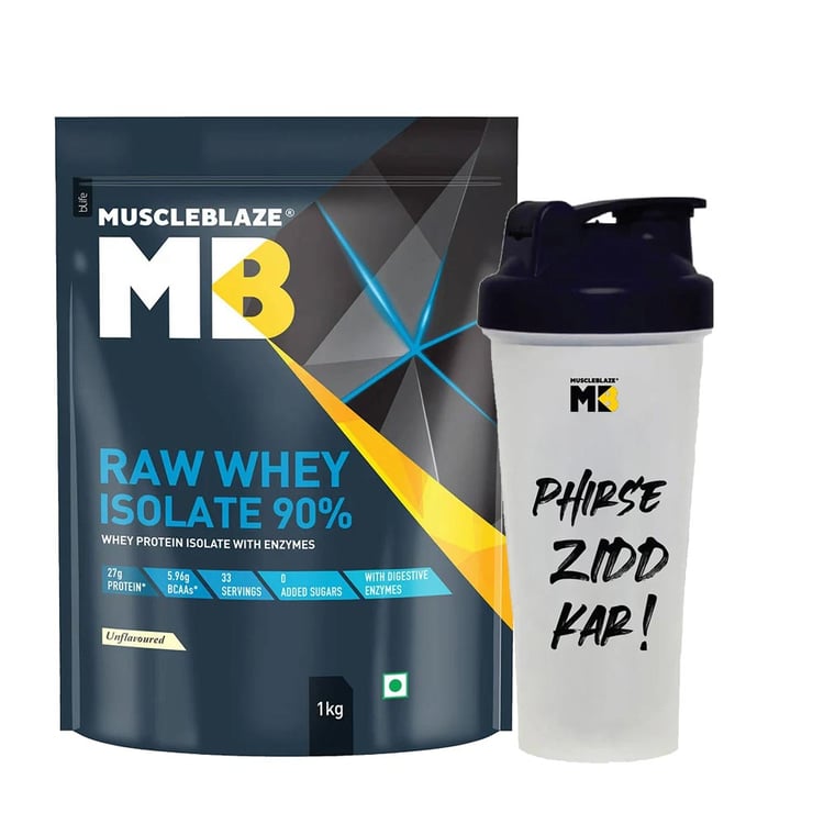 MuscleBlaze Raw Whey Isolate 1 kg & Shaker Combo