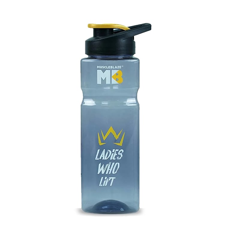 MuscleBlaze LWL Sipper Bottle, Black with Yellow Lid 500 ml